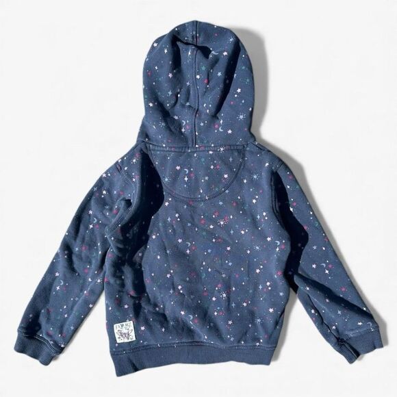 Fat Face Girls Star Print Hoodie Navy Pink Cozy Kids 5/6 Spacecore - Picture 2 of 4